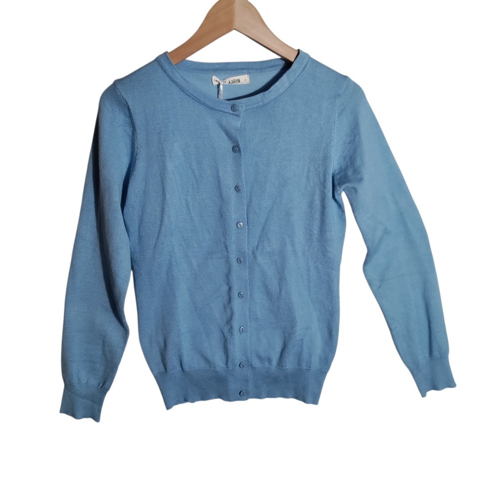 Grace Karin Blue  Long sleeved‎ Cardigan Size Small Button Front New